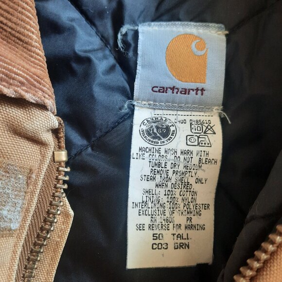 Carhartt Jacket Mens Brown 50 Tall Blanket Lined Chore Ranch C01 BRN & Hood A04 - Picture 7 of 10